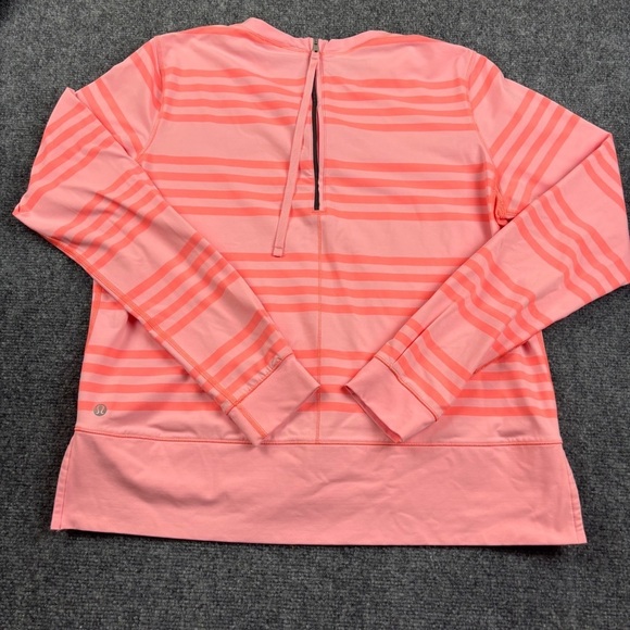 LULULEMON Women’s Lululemon Run: Warm Up Crew Ocean Stripe Coral /Orange size 10 - Picture 4 of 11